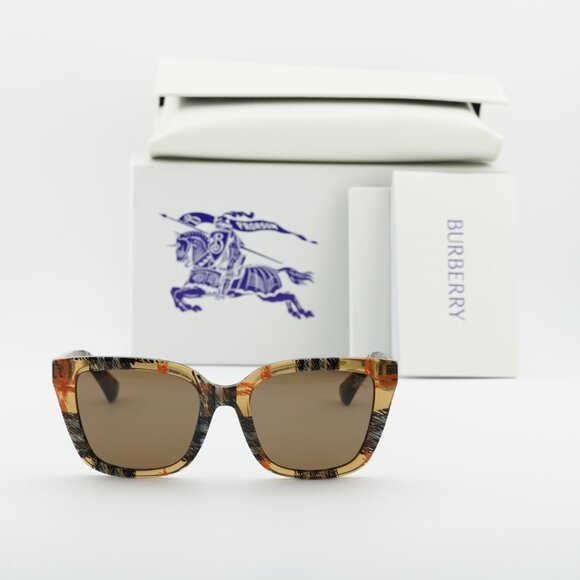 Burberry BE4487 416373 Square Sunglasses - Transparent Brown/Vintage/Brown main image 8